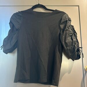 Frame Denim Black Puff Sleeve Blouse